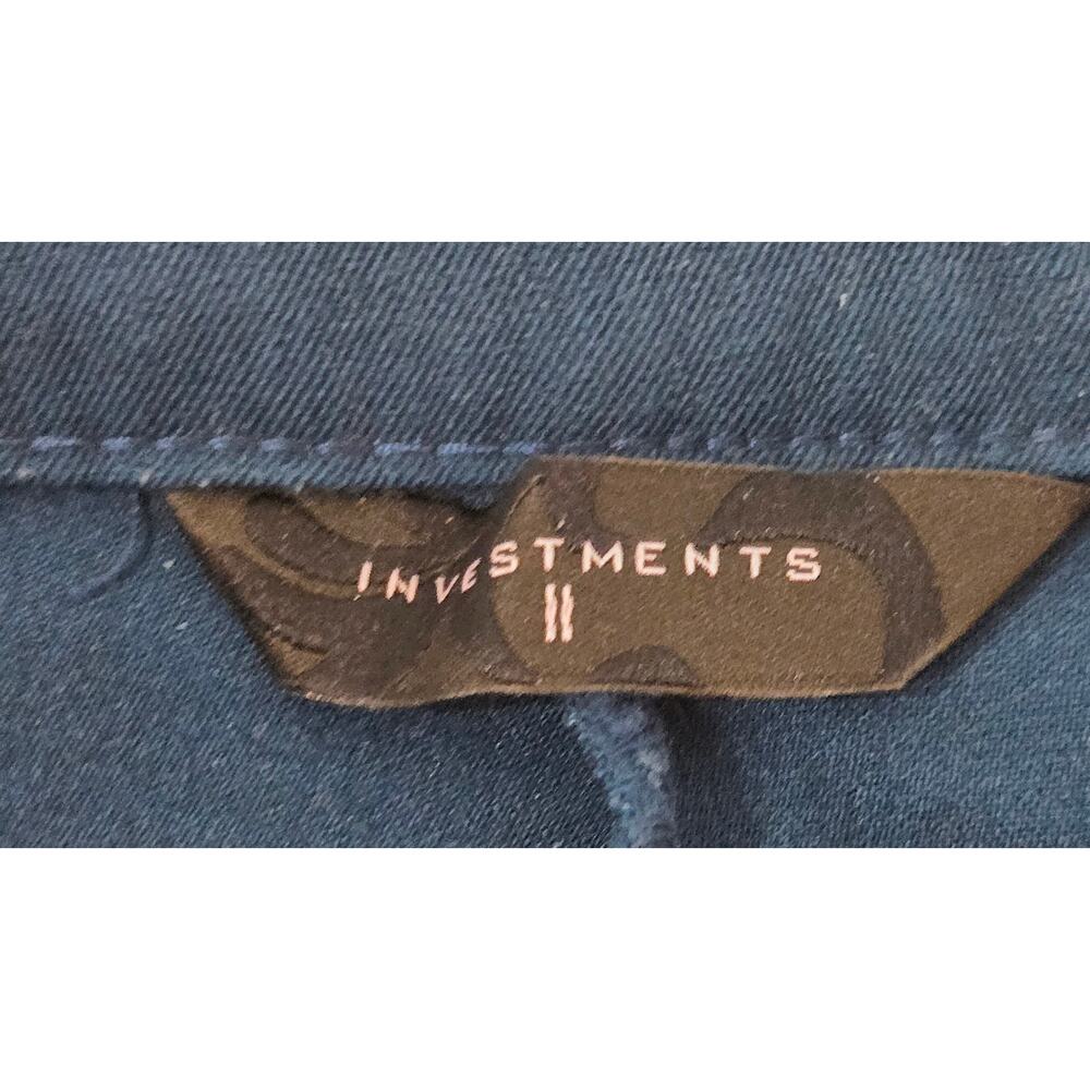 Investment II Blue Teal Flat Front Dress Pants 14WR Plus Stretch Pockets - Picture 3 of 4